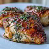Golden-brown Oven Baked Chicken Breast fresh from the oven, seasoned with paprika and herbs. 