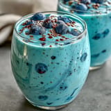 Rich Probiotic Kefir Smoothie with Blueberry and Flaxseed, perfect for a quick, nourishing snack.
