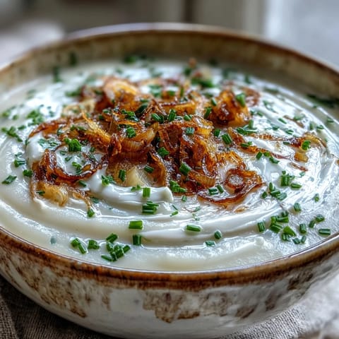 Velvety Creamy Celery Root Bisque served hot in a rustic bowl with a side of crusty bread.