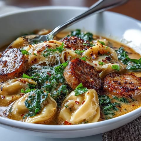 Pumpkin Tortellini Soup Chicken Sausage Kale