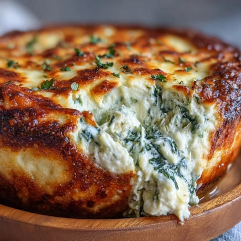 Fresh spinach and tender artichoke hearts peek through creamy melted mozzarella in this party-ready dip.