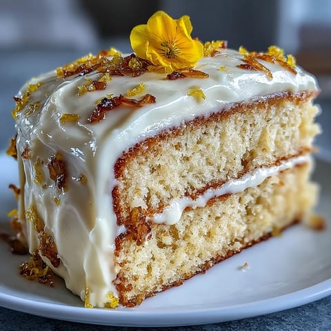 Zesty baby shower lemon sunshine cake adorned with delicate edible flowers.