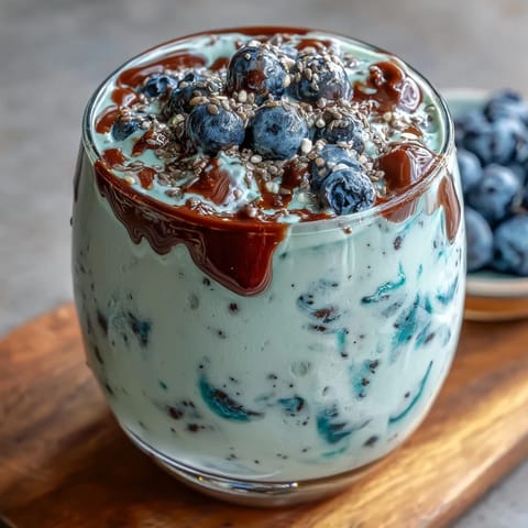 Probiotic Kefir Smoothie with Blueberry and Flaxseed: a vibrant, creamy, healthy morning drink.