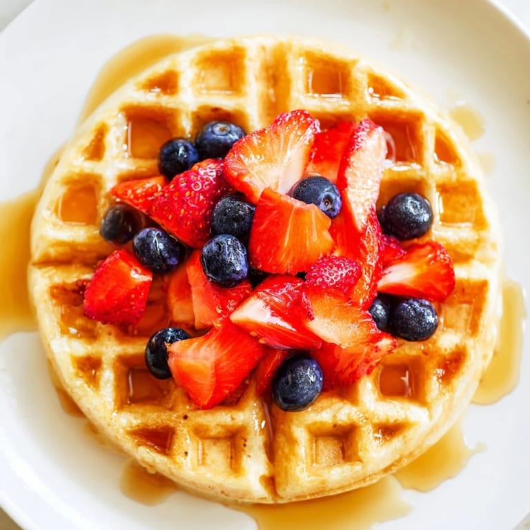 Fluffy waffles, a classic American breakfast, stacked high and ready to be enjoyed.