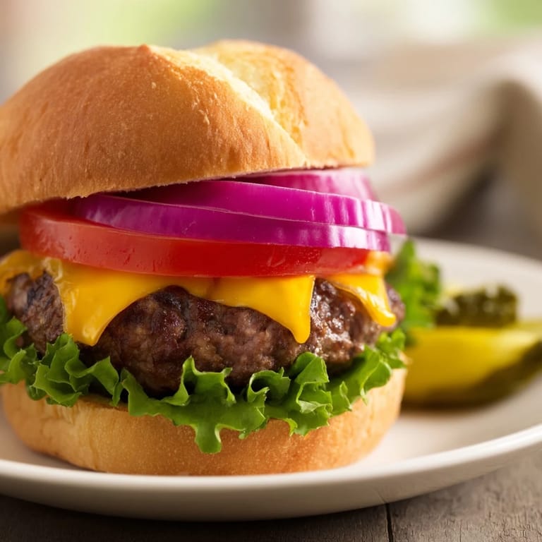 A close-up of delicious hamburgers, featuring fresh tomatoes and crisp lettuce.
