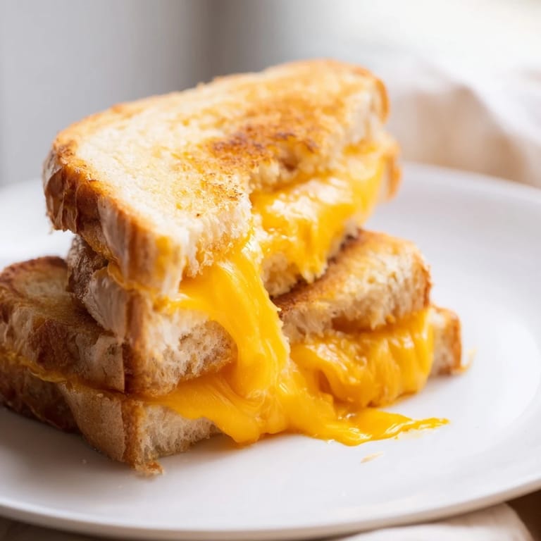 A close-up of a perfectly grilled cheese sandwich, ready to savor; imagine the crispy crust.