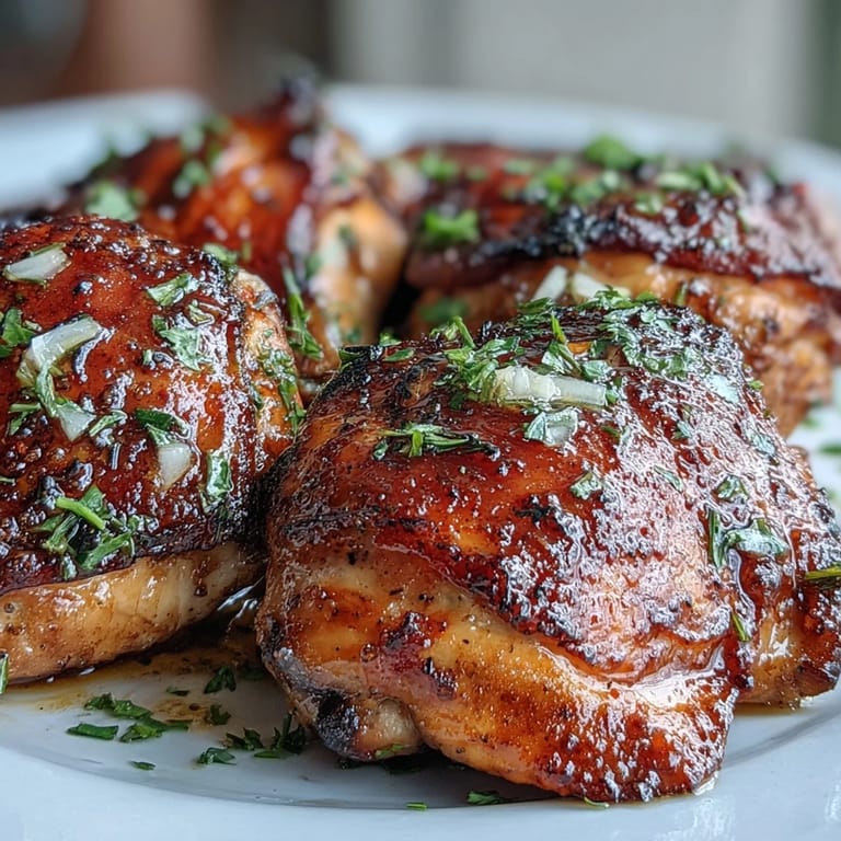 3. Tender chicken thighs roasted to perfection in a honey garlic sauce, offering a balance of sweetness and savory depth in every bite.