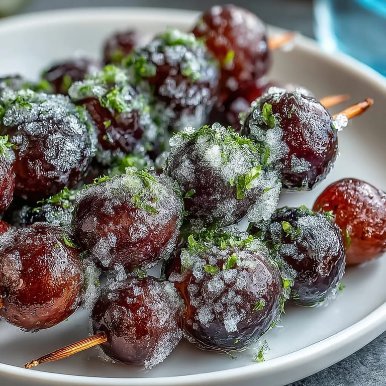 Vibrant green and red frozen grapes, coated in tangy lime sugar, ready for a refreshing bite.