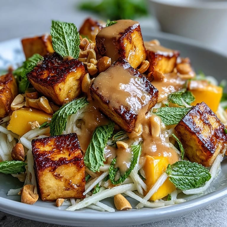 Enjoy this easy Thai mango salad, perfectly dressed with fresh, sweet, and savory flavors.