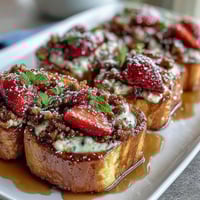 Spring Brunch Strawberry French Toast Bake with fresh strawberries and creamy custard, golden and bubbling from the oven.