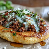 Fluffy cloud bread tacos loaded with seasoned taco meat and fresh pico de gallo.